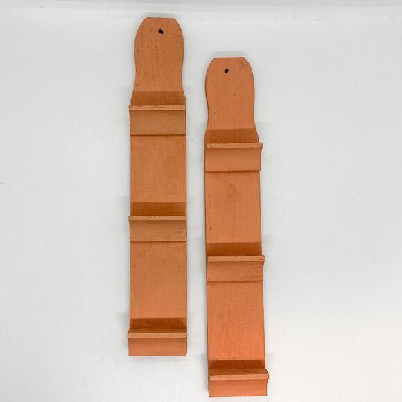 Vintage Wood Mini Trinket Shelf Set Peach Wall Hanging Cottagecore Country - Picture 1 of 5